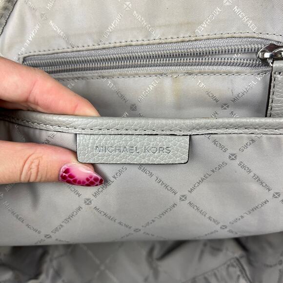 Michael Kors Pearl Grey Erin Medium Pebbled Leather Backpack